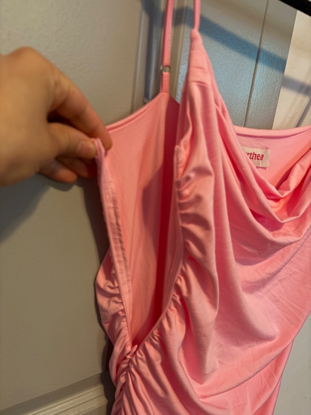 Parthea Pink Ruched Bodycon Dress - Picture 9 of 12